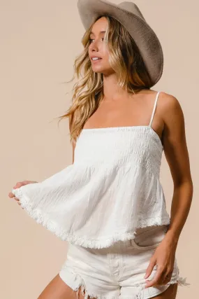 🌼 BiBi Fringed Hem Smocked Cami 🌼