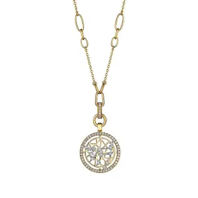 18k Estelar Yellow And White Gold Capricorn  Necklace With 0.90 Cts Vs-Gh Diamonds