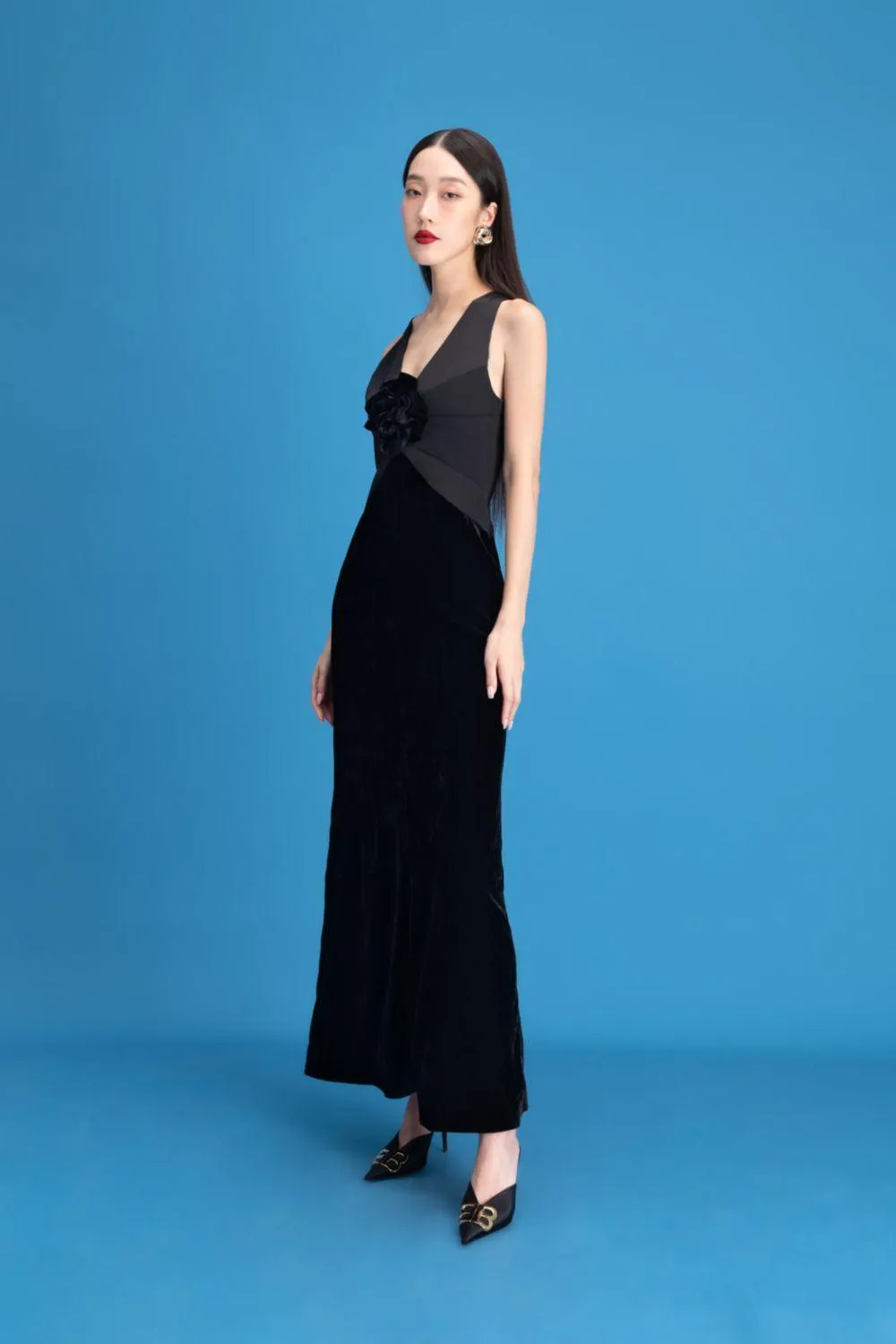 Addie Sheath Sleeveless Velvet Maxi Dress