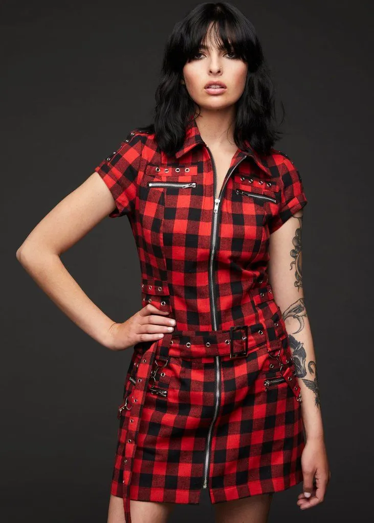 Black and Red Checkered Goth Dress