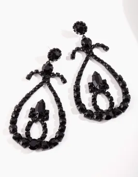 Black Multi Stone Teardrop Earrings