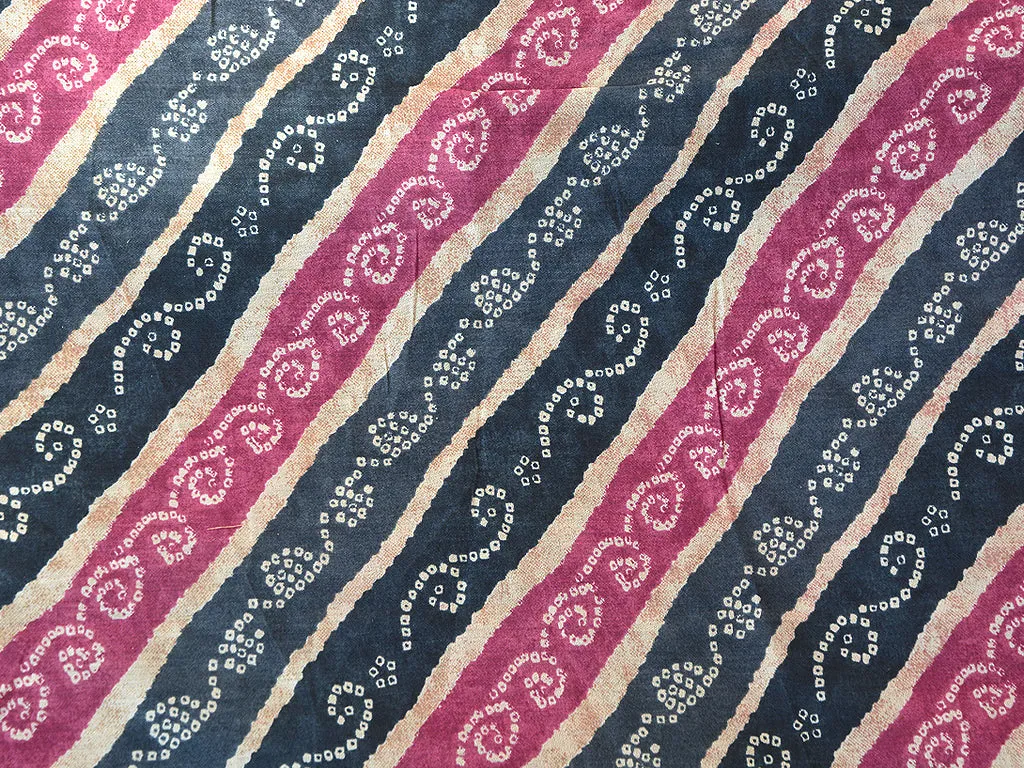 Blue & Pink Stripes Modal Premium Chanderi Silk Fabric