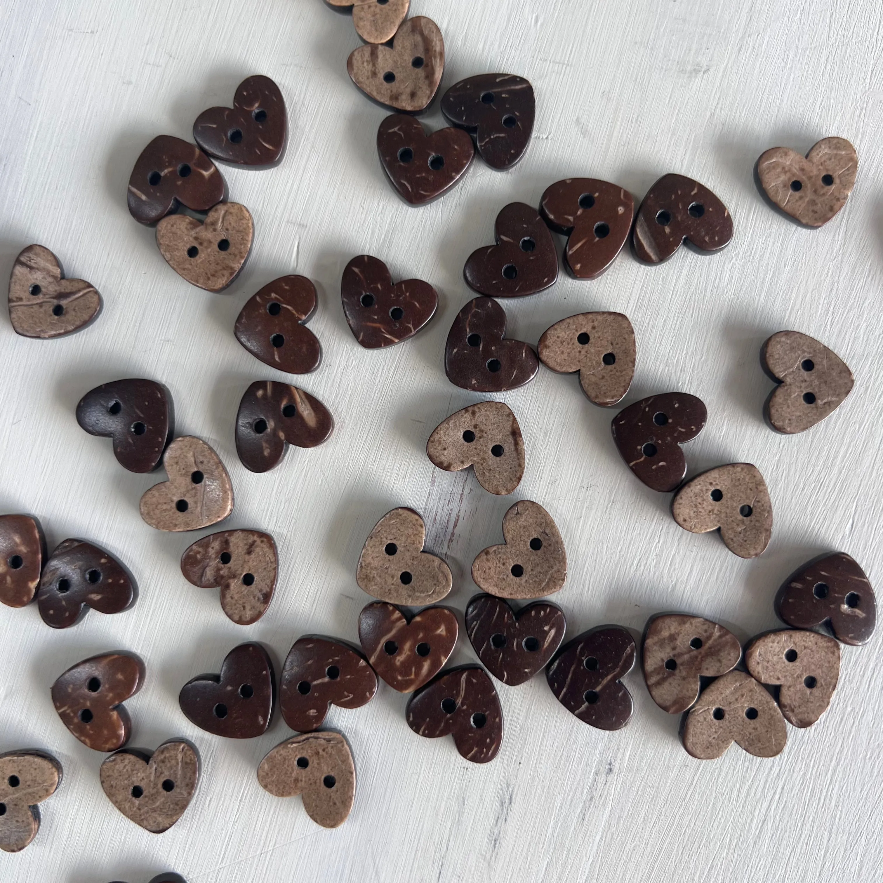 Coconut Shell Buttons - Hearts