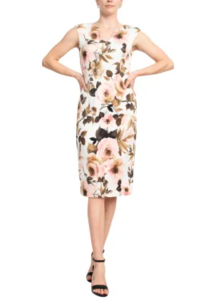 Connected Apparel Floral-Print Chiffon Midi Dress