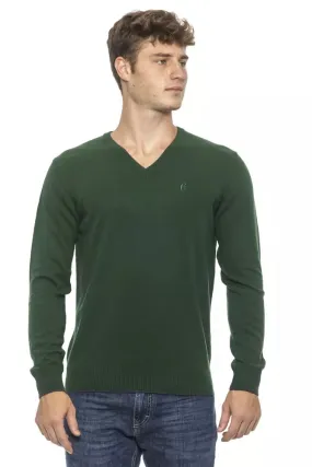 Conte of Florence Green Wool Men Sweater