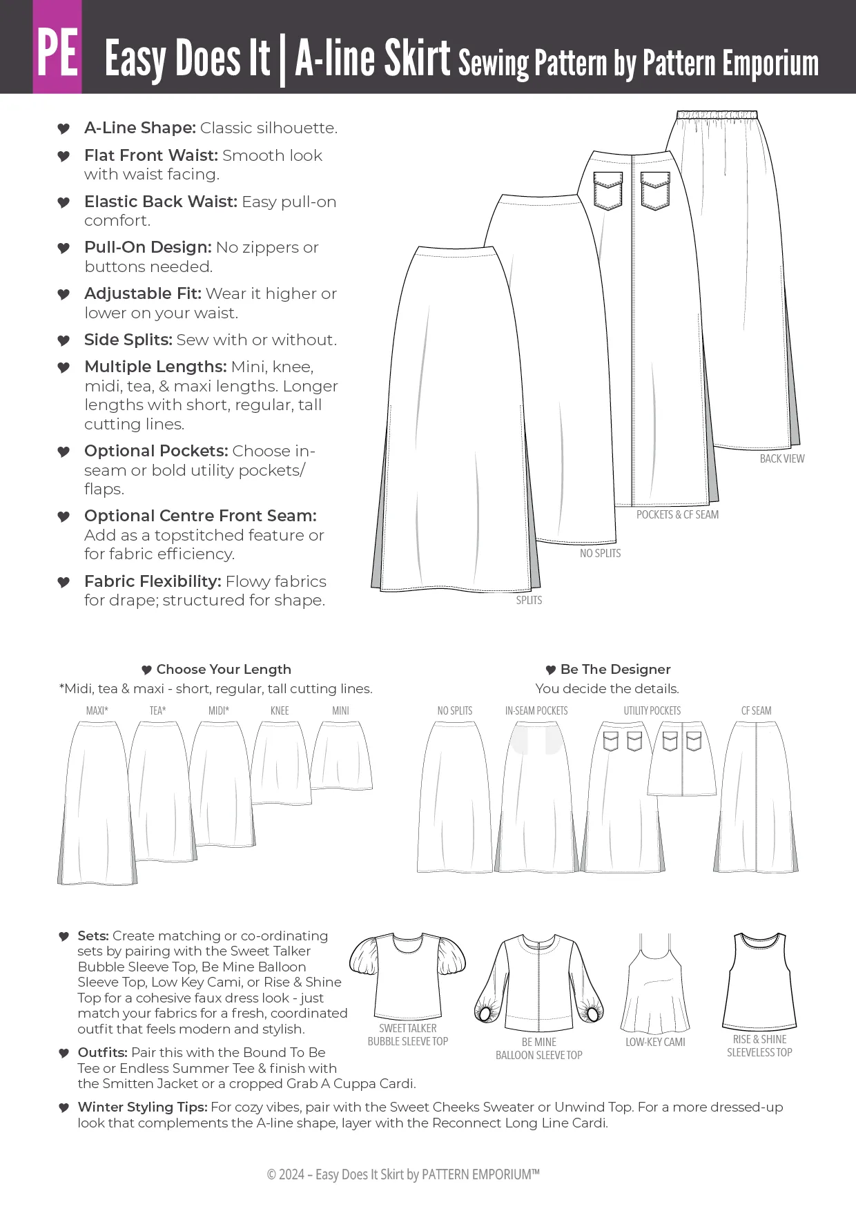 Easy Does It Pull-On A-line Skirt Sewing Pattern