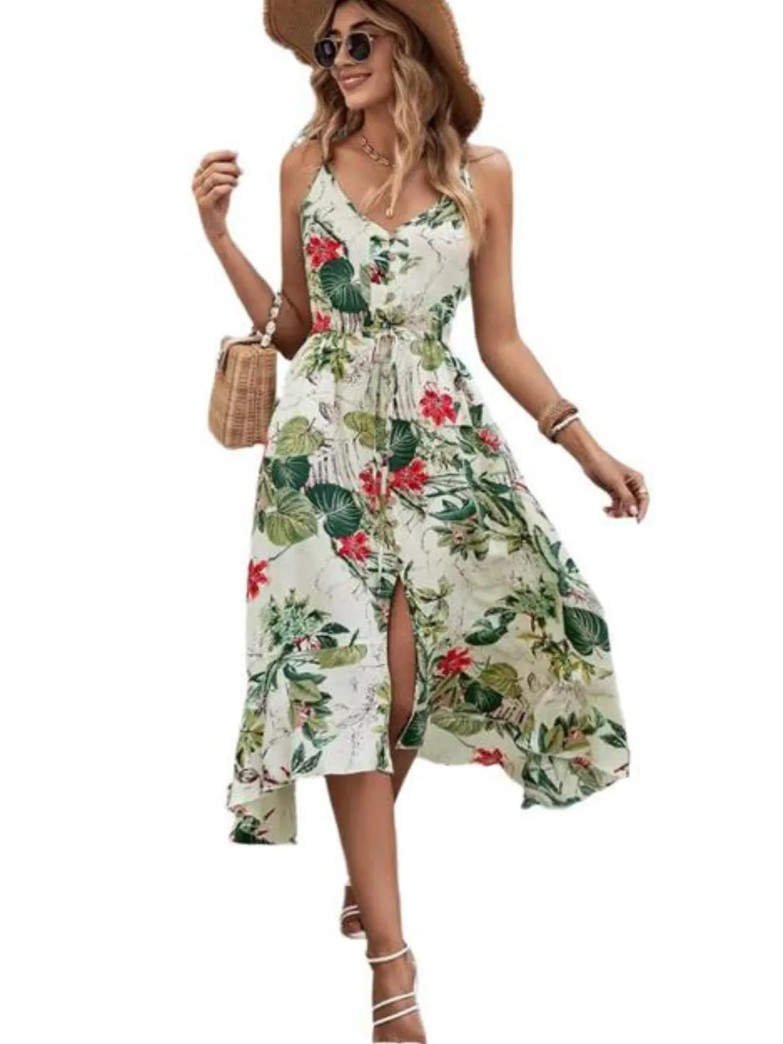 Elegant Printed Summer Midi Dress