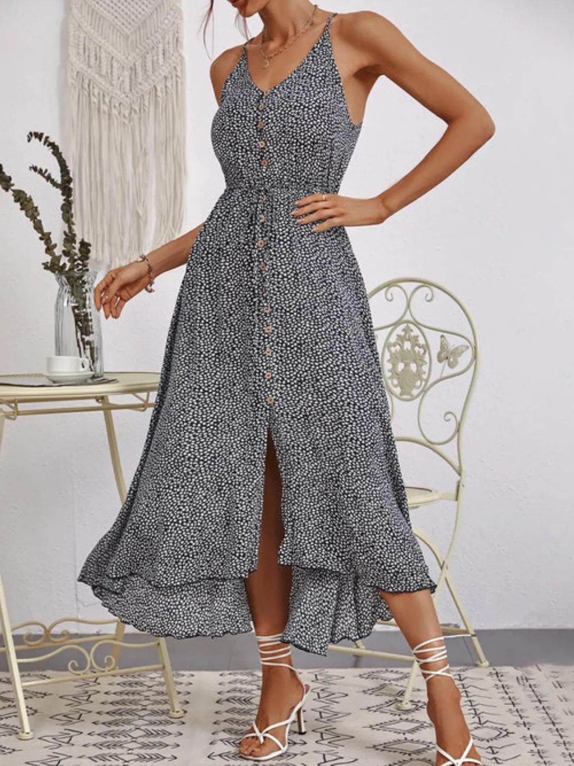 Elegant Printed Summer Midi Dress