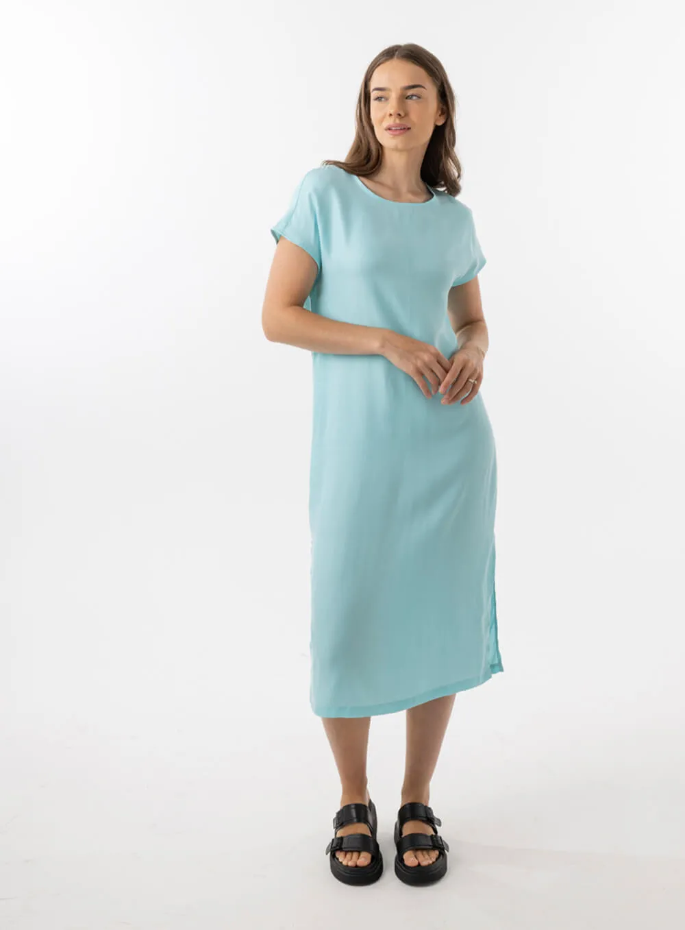 Elizabeth Cupro Midi Dress-AQUA