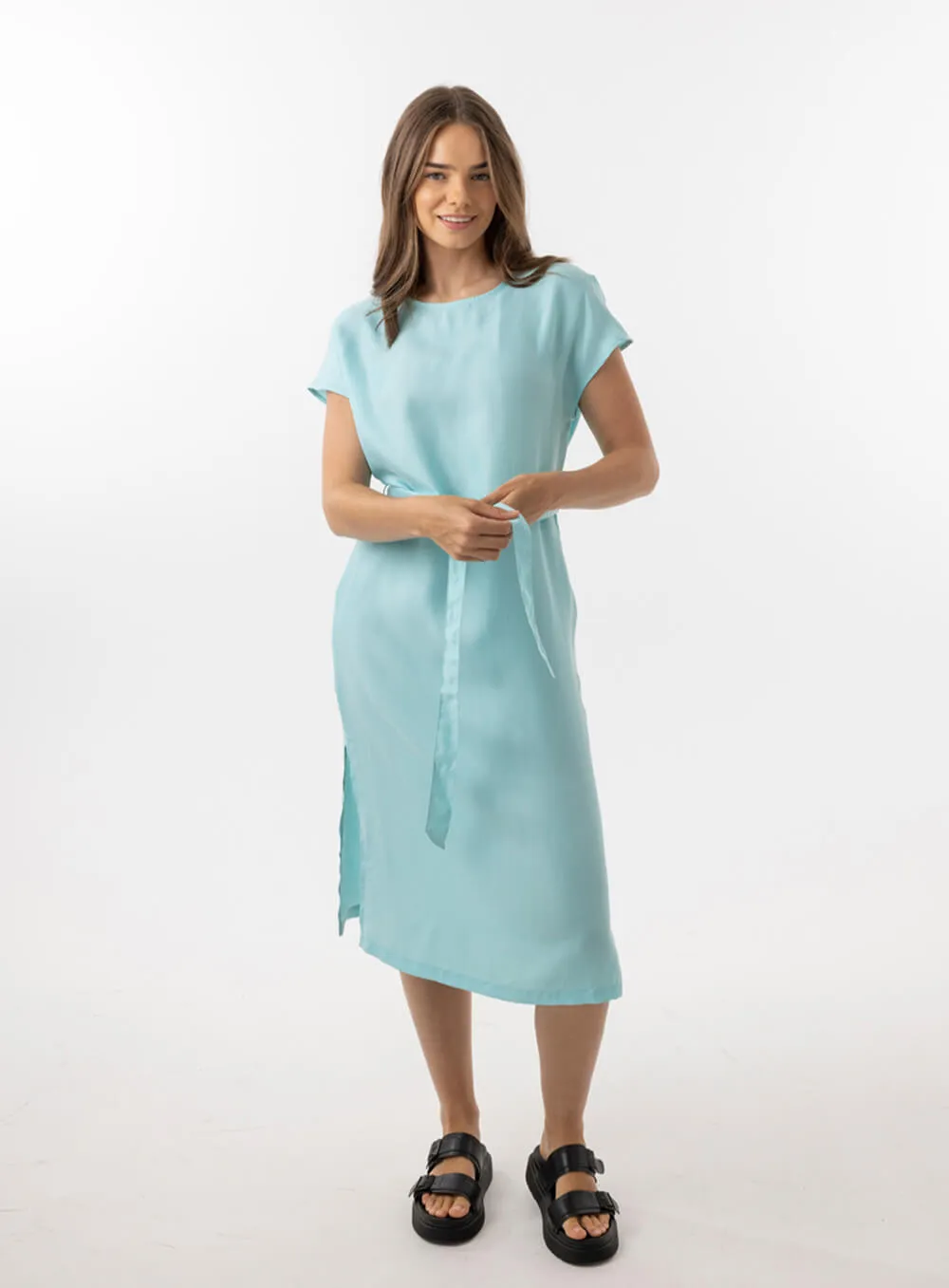 Elizabeth Cupro Midi Dress-AQUA