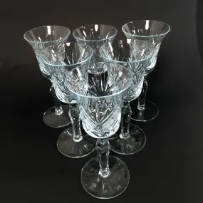 Ensemble De 6 Verres À Vin En Cristal De Bohême Taillés À La Main, 1980S - Pièce Vintage