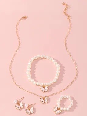 Flight Of Fancy Butterfly Pearl Jewelry Set