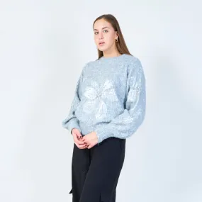 Floral embellished fuzzy sweater wholesale