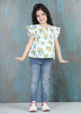 Flower Posy White Cotton Top Girl (2 to 9 Years)