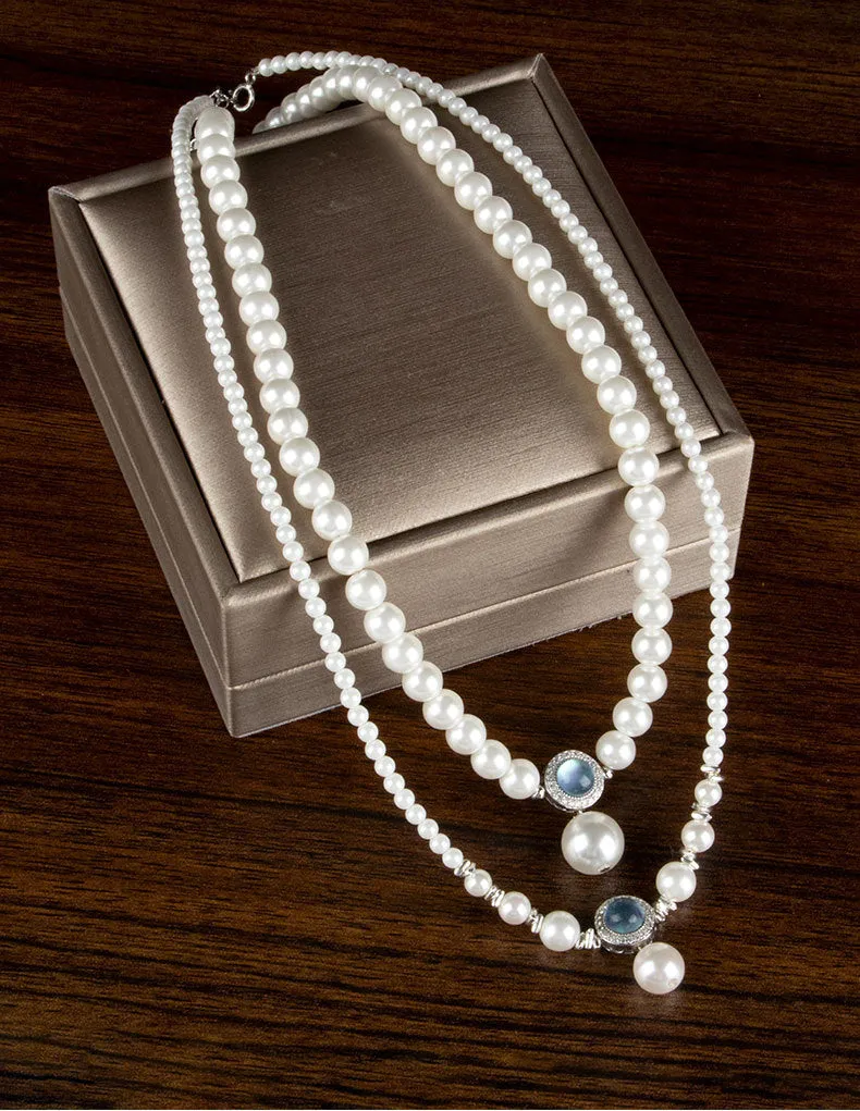 Fortune's Favor Sterling Silver Aquamarine and Pearl Necklace