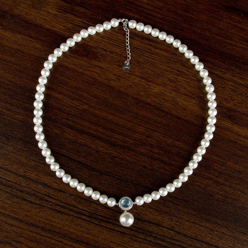 Fortune's Favor Sterling Silver Aquamarine and Pearl Necklace