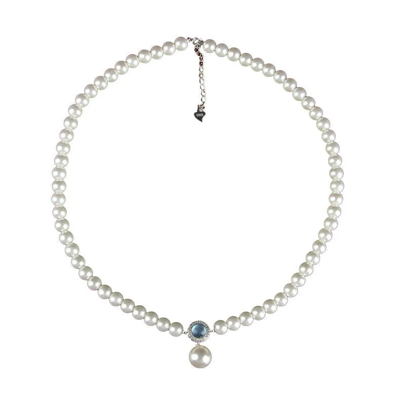 Fortune's Favor Sterling Silver Aquamarine and Pearl Necklace