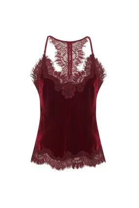 Gold Hawk Velvet Cropped Lace Cami