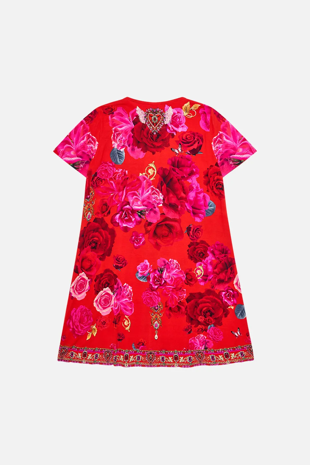 KIDS T-SHIRT DRESS WITH FLARE HEM 12-14 ITALIAN ROSA