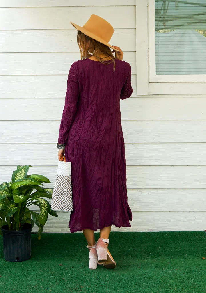 Mangosteen Raw Natural Crinkled Cotton Dress