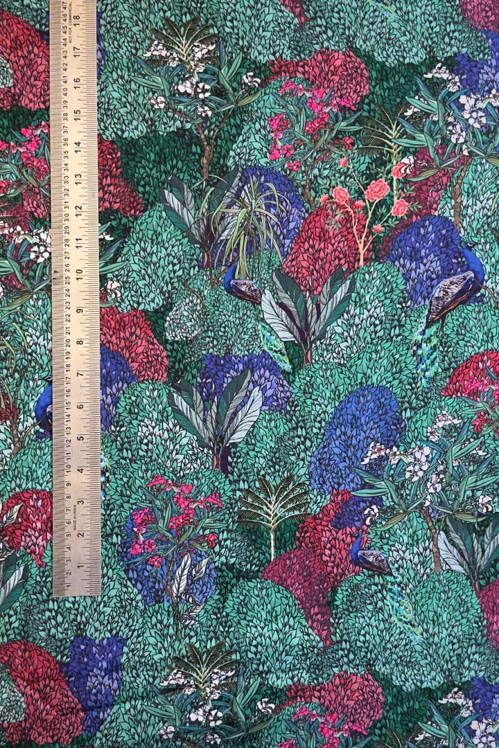 Multicolor Pichwai Printed Modal Satin Fabric