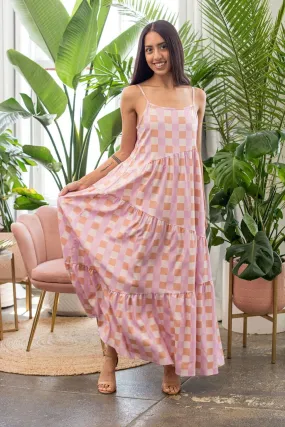 Nina's Dreamy Gingham Maxi Dress - Pink