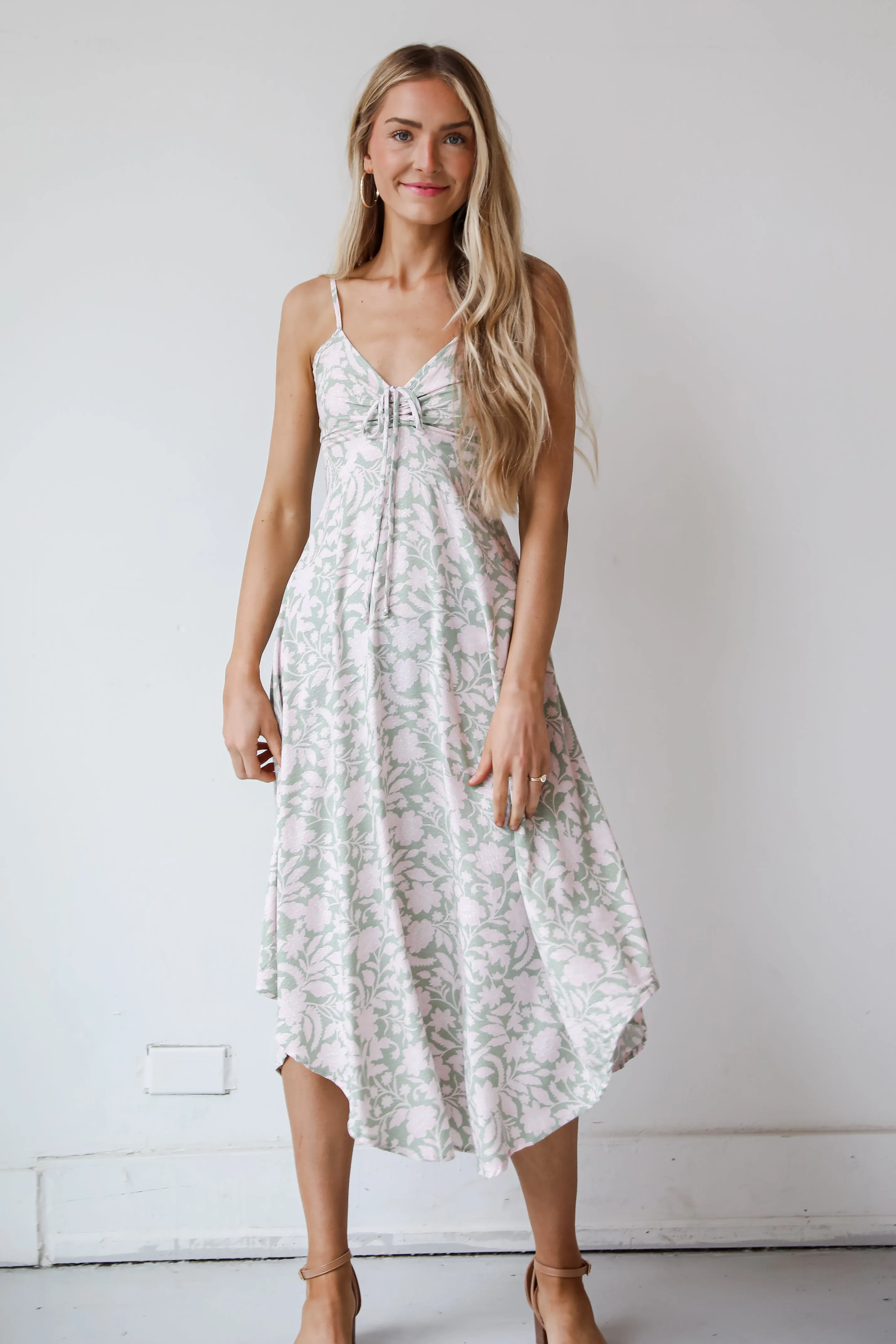 No One Prettier Sage Floral Midi Dress