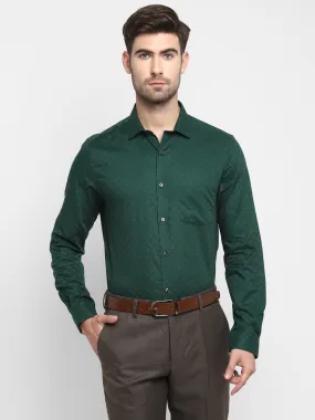 Printed Green Slim Fit Formal Shirt