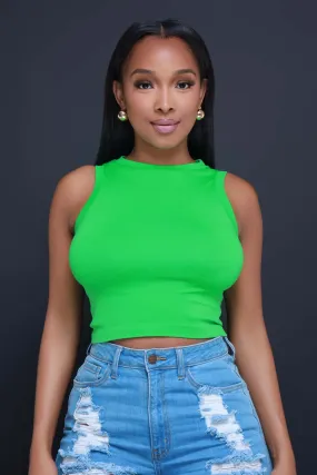 Re-Entry Sleeveless Crop Top - Kelly Green