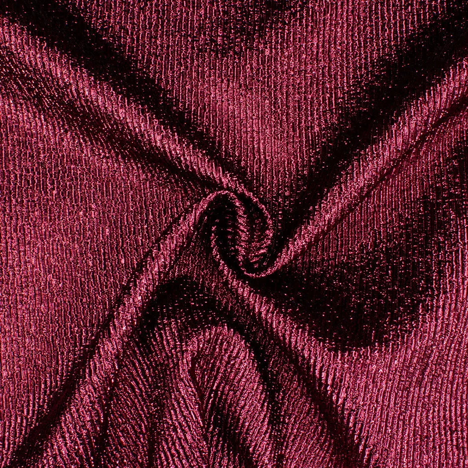 Rich Plum Crinkled Metallic Silk Blend Lamé