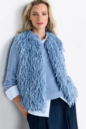 RICH&ROYAL KUSCHELIGE FAKE-FUR WESTE OCEAN BLUE 2412-817