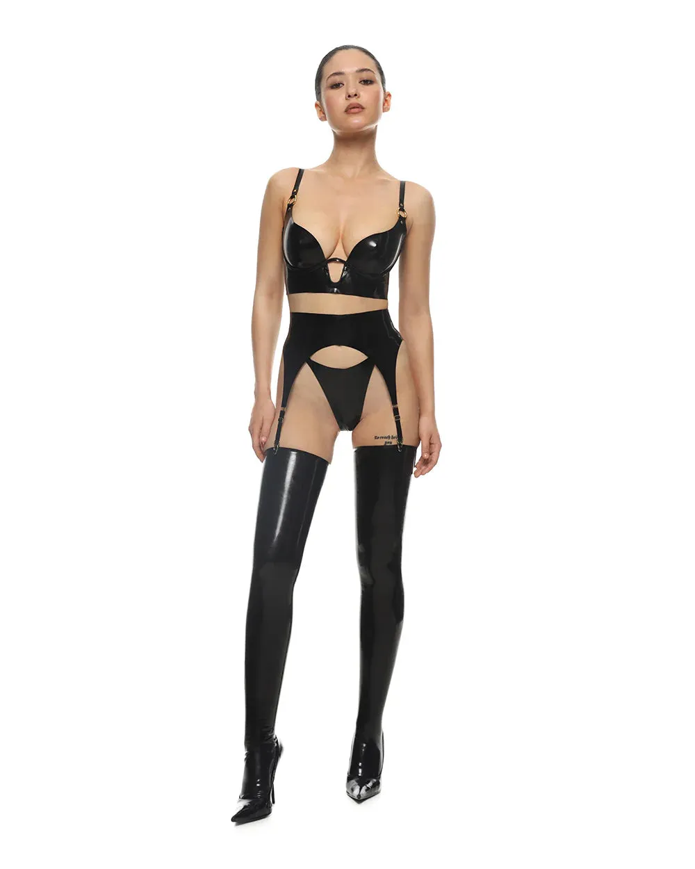 Saga Latex Suspender Black