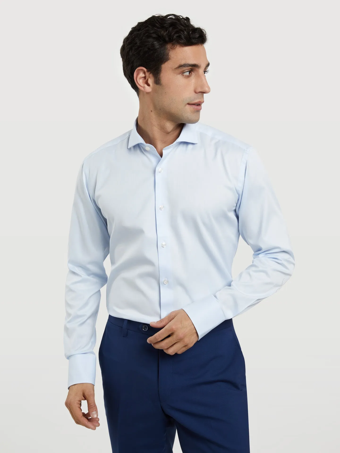 Slim fit business plain twill formal shirt