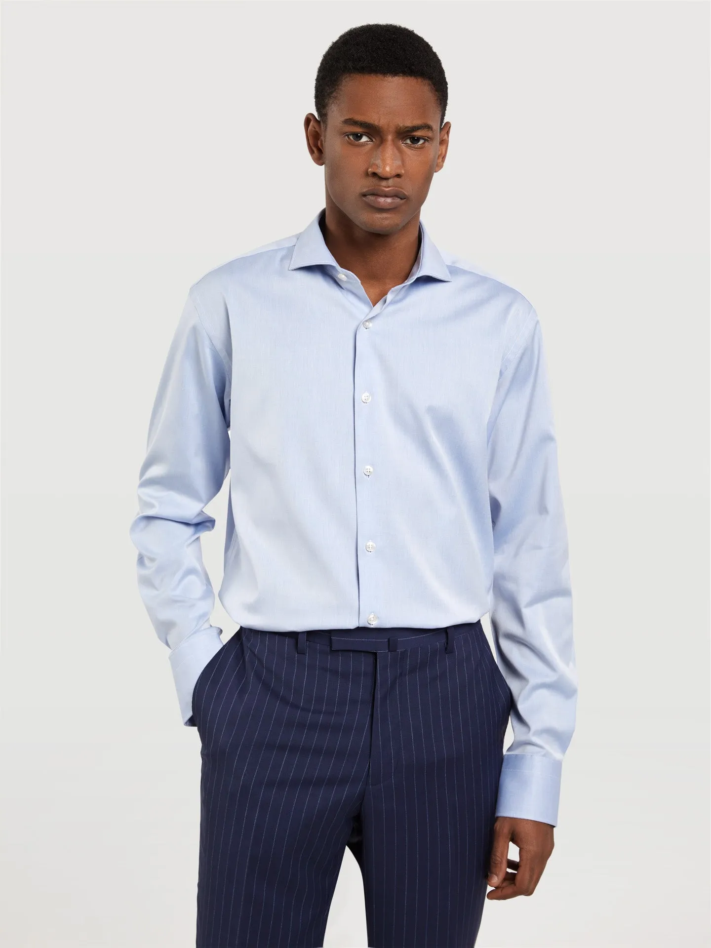 Slim fit business plain twill formal shirt