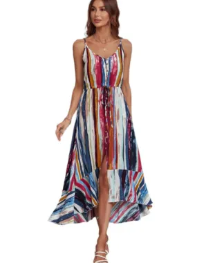 Spaghetti Strap Printed Midi Dress