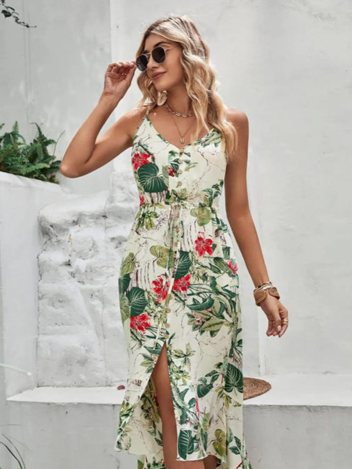 Spaghetti Strap Printed Midi Dress