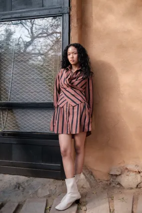 The Terra Tribe Copper Stripes Seattle Wrap Shirt Dress