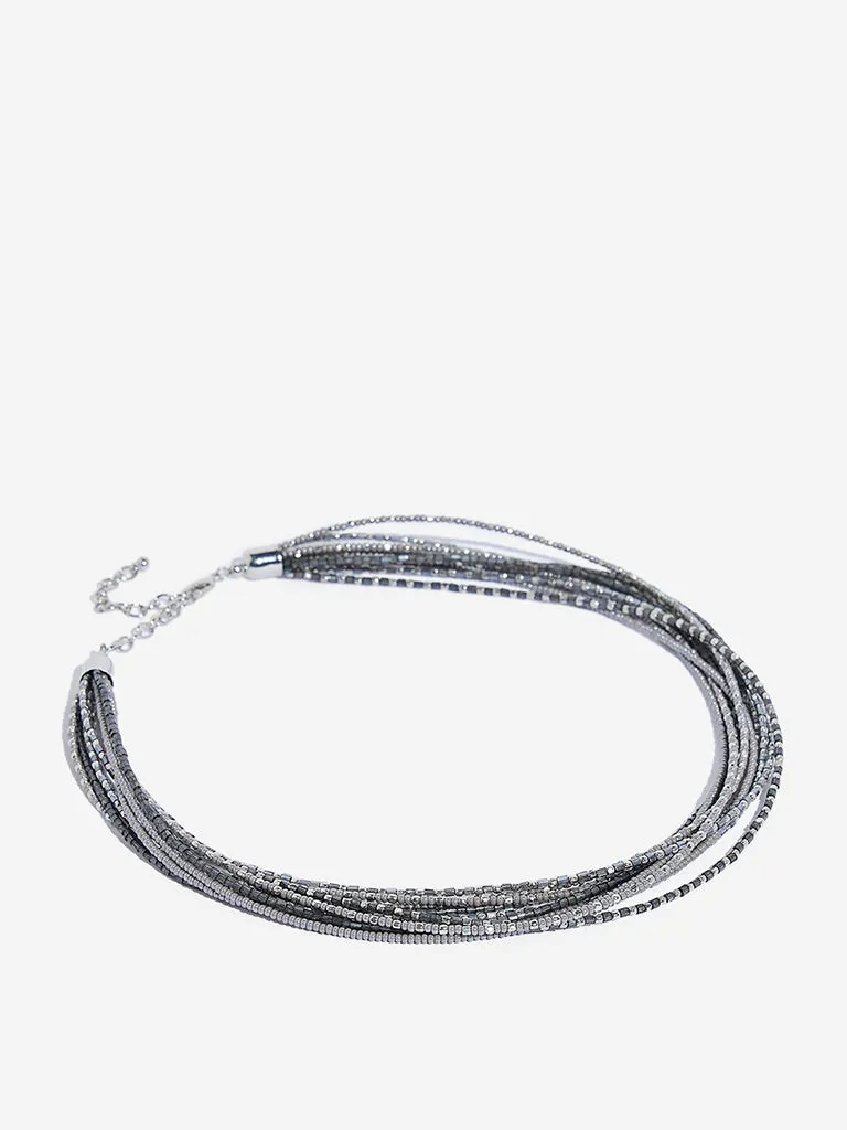 Westside Accessories Silver Beaded Multi Layered Necklace