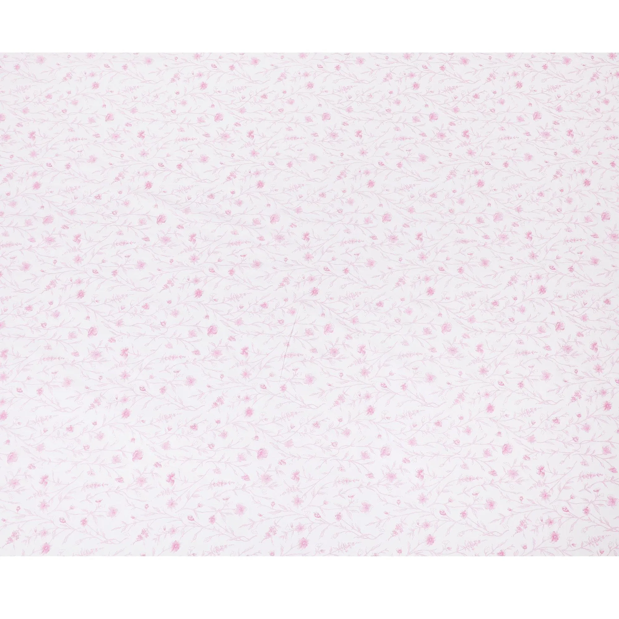 White cotton voile fabric with baby pink print in floral design-D15421